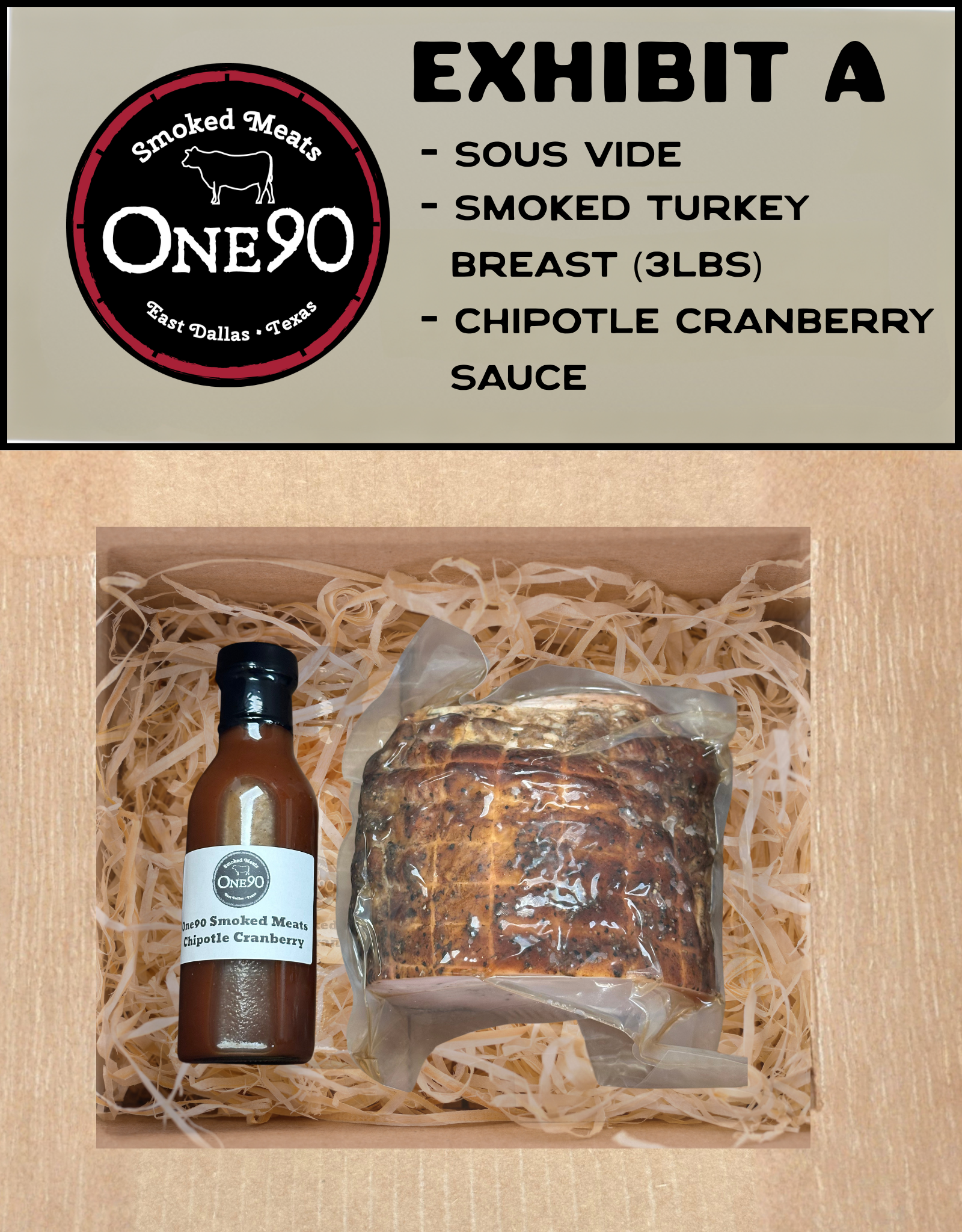 The One90 Holiday Smoked Turkey Breast Gift Box & Chipotle Cranberry Sauce ~ LOCAL DALLAS PICK-UP