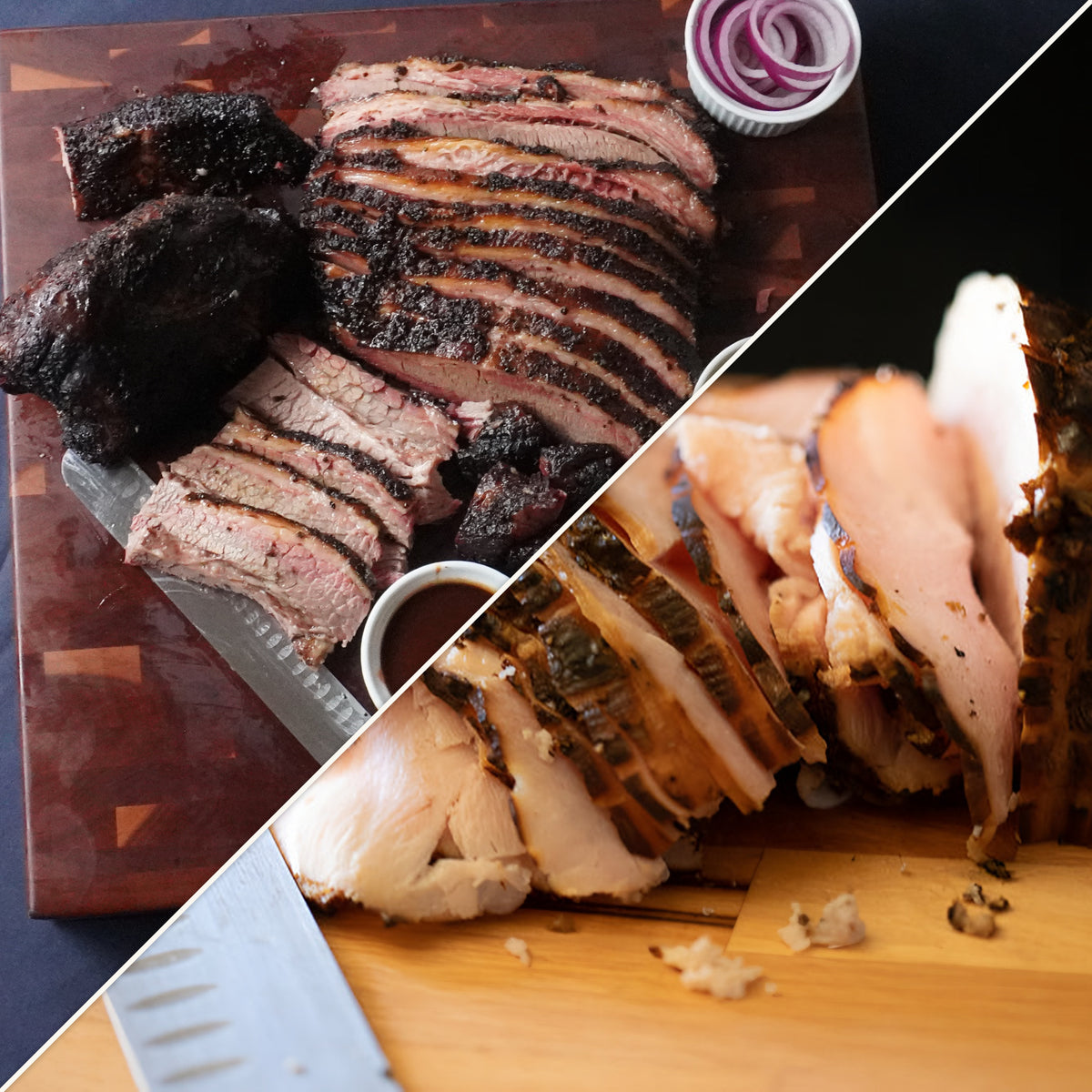 One90 Smoked Meats Bird and Beef: sliced smoked brisket and sliced smoked turkey breast