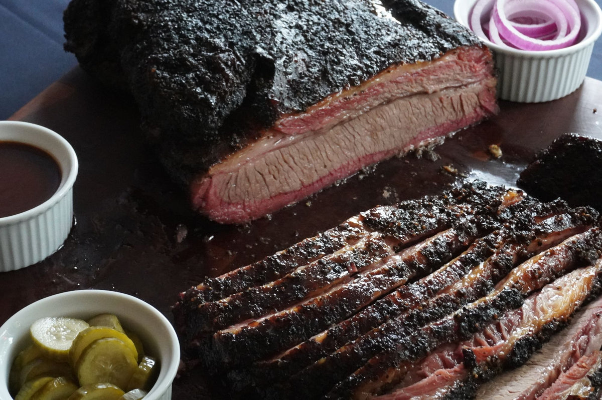 One90 Smoked Meats half beef brisket, point and sliced flat